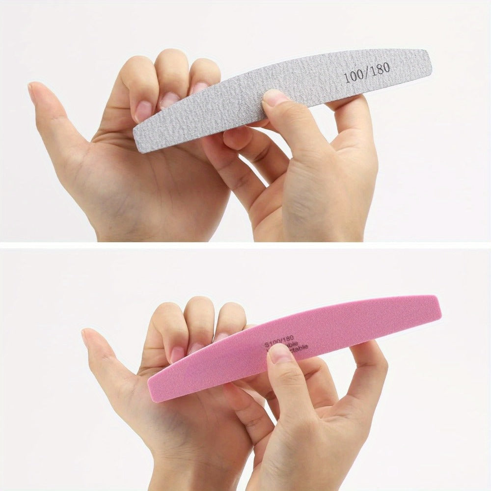 Nail Files and Buffers Professional 100 180 Grit Double-Sided Sanding Boards Reusable Polishing Blocks for Manicure Pedicure 