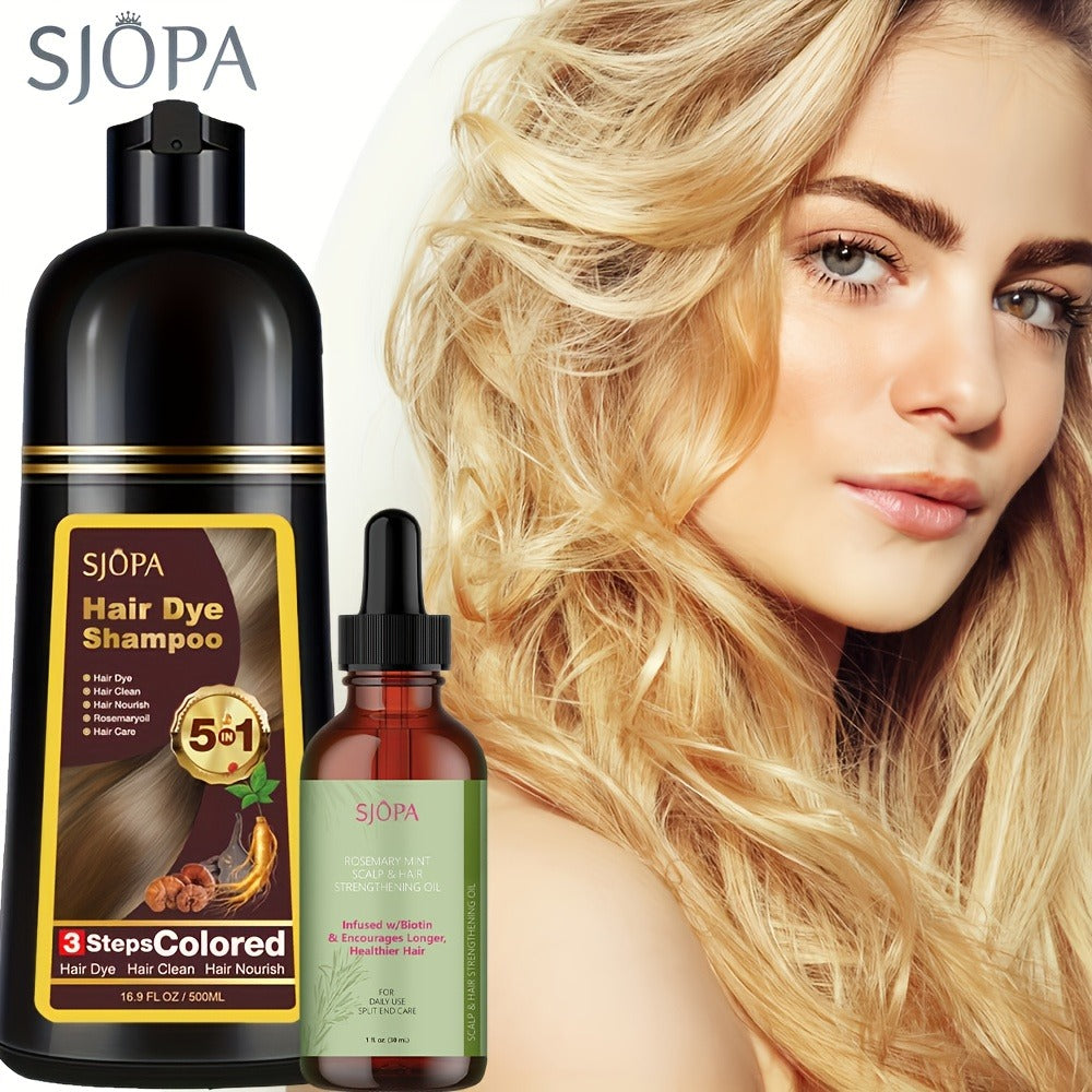 Natural Hair Dye Shampoo Kit 3-in-1 with Rosemary Oil & Squalane, Plant-Based Gray Hair Coverage — image 5