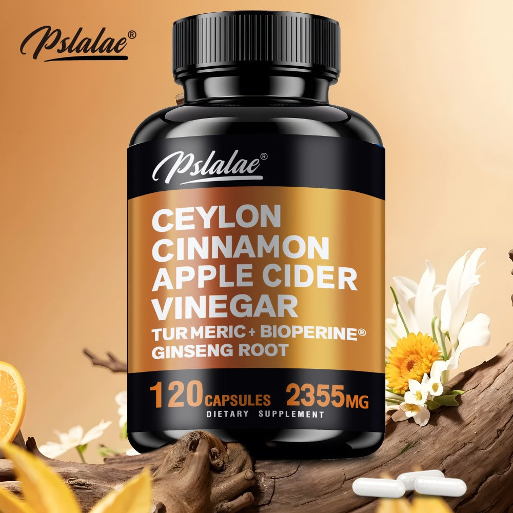 Ceylon Cinnamon Capsules 120 Count with Apple Cider Vinegar Turmeric Bioperine & Ginseng for Bath Time, Home Spa and Personal
