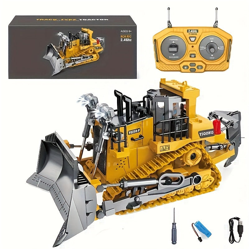RC Bulldozer 9-Channel 2.4GHz Remote Control, Multifunctional Engineering Vehicle Toy with Alloy Metal Cover — image 14