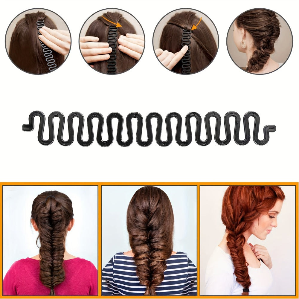 51-Piece Hair Styling Tool Set Braiding Kit with Clips Donut Bun Maker Hair Pins Curlers Braid Accessories for Women Bridal W