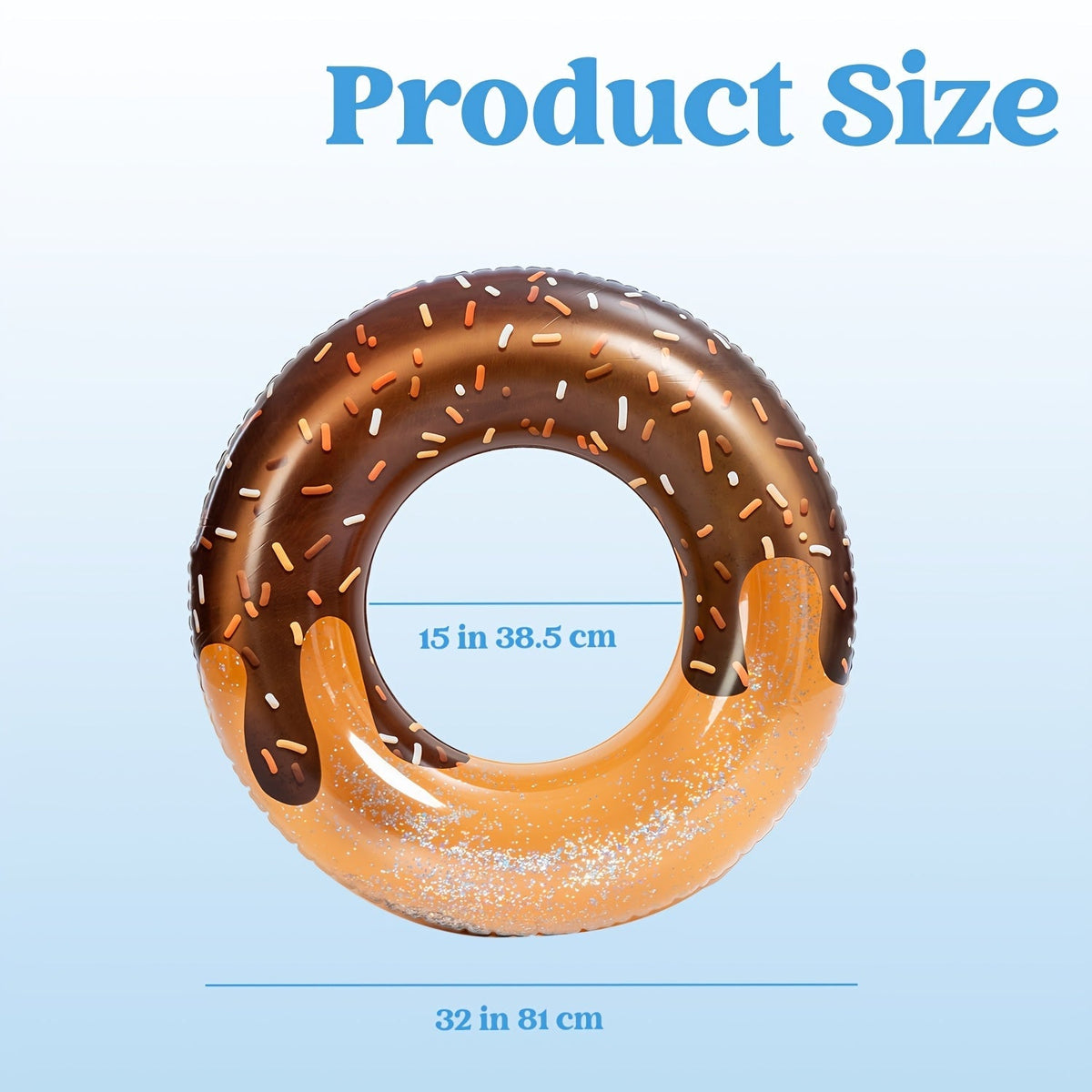 Pool Float Donut Ring Three-Pack with Glitter-Style Strawberry, Chocolate and Mint Designs, 32.5-Inch Diameter — image 3