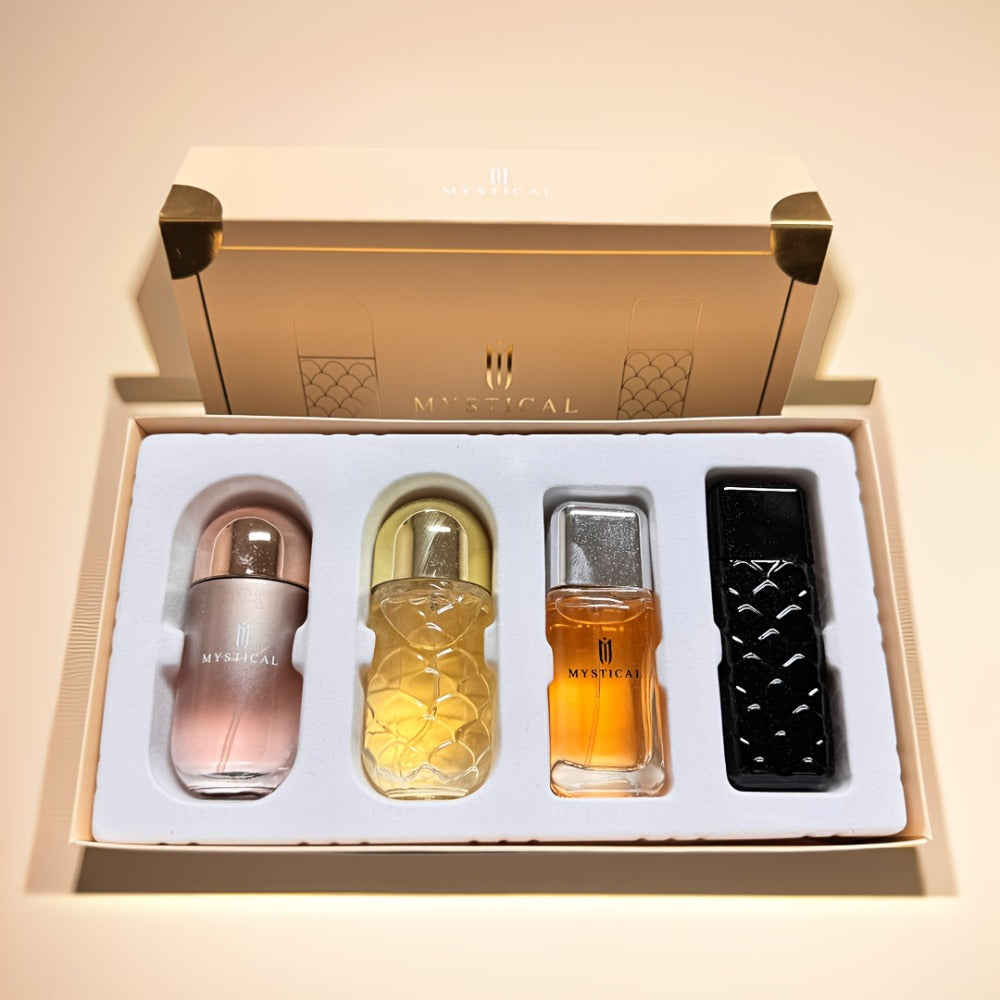 Perfume Gift Set for Women 4 Pieces – Mini Travel Fragrance Set Long Lasting, Unisex Cologne Spray Portable Gift Box for Moth