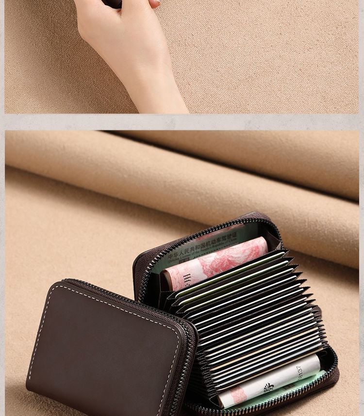 Slim Leather Men's Wallet Large Capacity Multi-Card Organizer Ultra-Thin