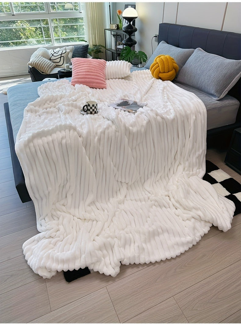 Fleece Blanket Double-Sided 3D Faux Rabbit Fur Throw – Ultra-Soft Thick 300-350g/m² for Home, Office, Travel & Camping — imag
