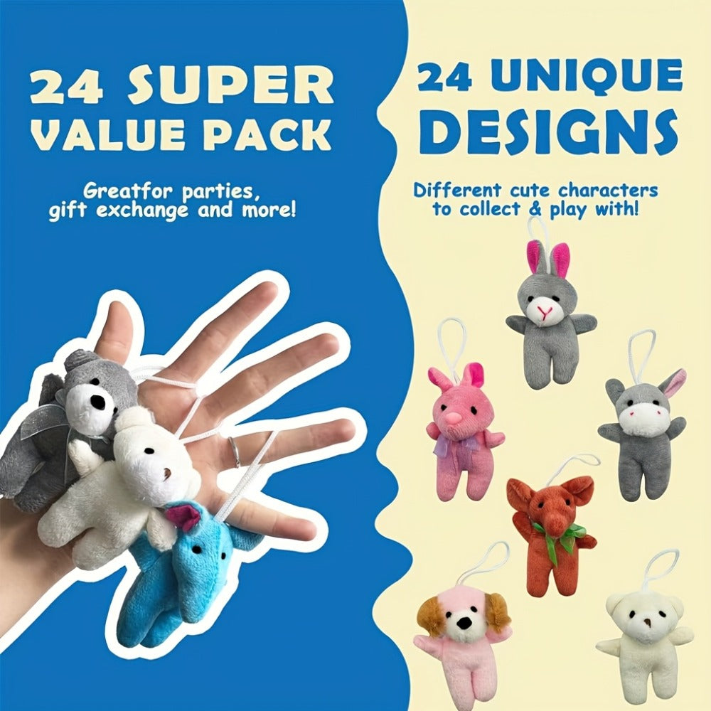 24-Piece Assorted Mini Plush Animal Set with 2–3 Inch Figures, Hanging Loops and Random-Color Option — image 5