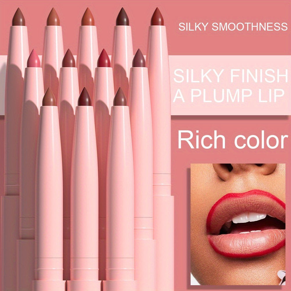 Waterproof Lip Liner Set 12 Pcs 2-in-1 Matte Lipstick Pencil Long Lasting Rich Pigment Smooth Glide Lip Color Kit Nude to Bol