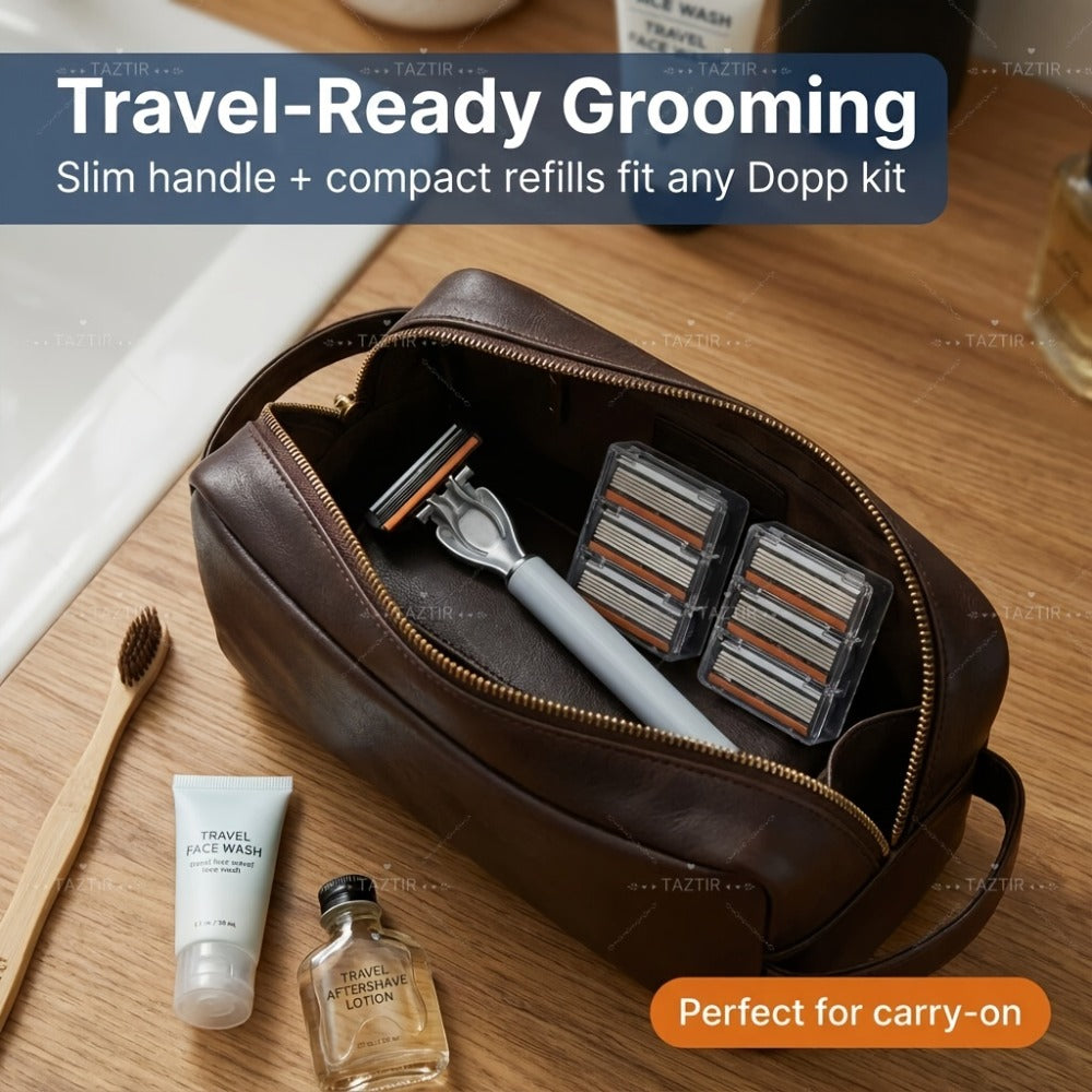 Luxury Men's Razor Set 6-Layer Blades – 2 Ergonomic Anti-Slip Handles & 72 Replaceable Blades, Precision Manual Shaving Kit —
