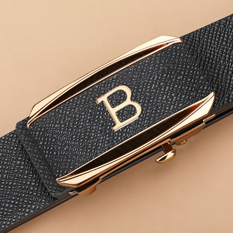 Toothless Automatic Buckle Belt Durable Cowhide Belt
