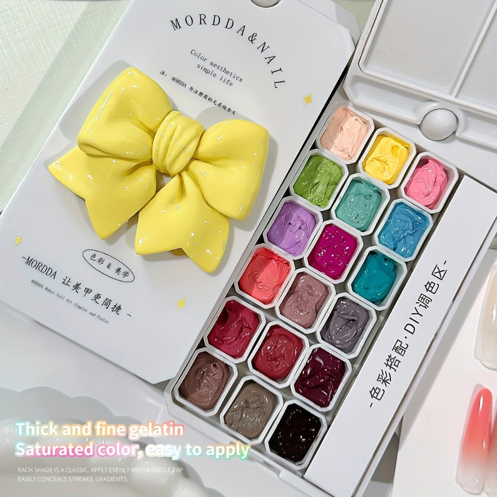 Gel Nail Polish Set with MORDDA Label, 18 Cloud Souffle Patting Colors in Autumn Winter Palette — image 11