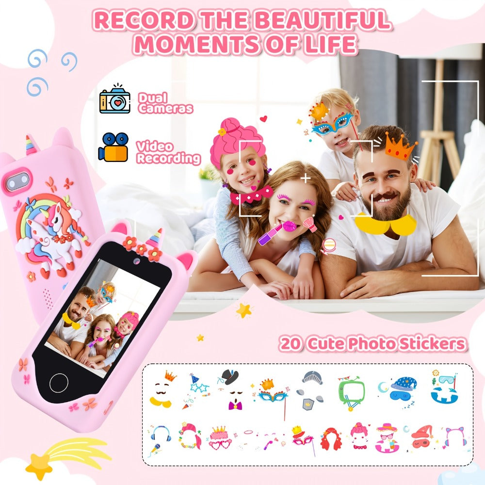 Unicorn Toy Phone in Pink or Purple with Dual Cameras, Touchscreen Interface and 32GB SD Card Label — image 4