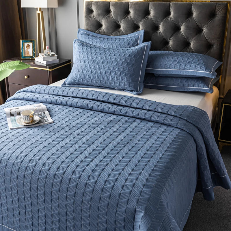 Quilted Padded Continental Bed Cover Three Piece Set