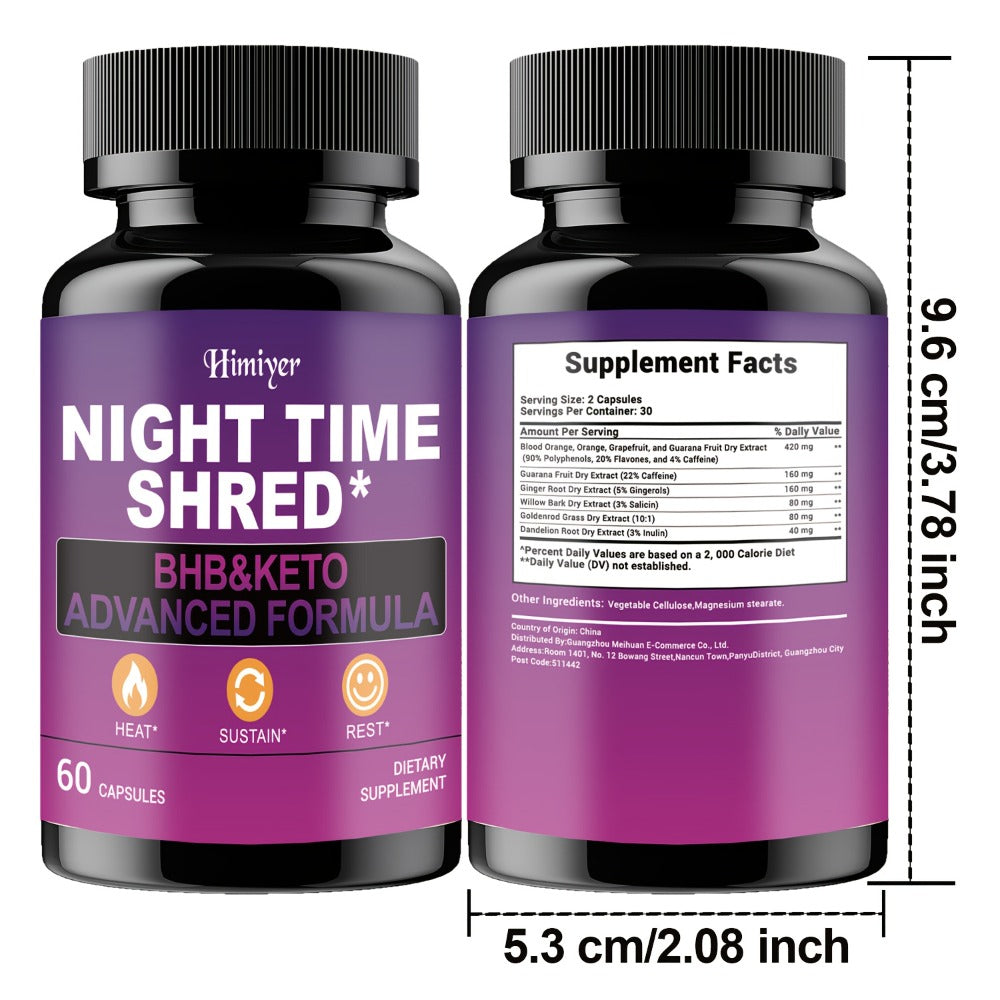 Night Time Fat Burner for Women, Shred Mask Capsules with Caffeine, Goji Berries & Dandelion Root — image 4