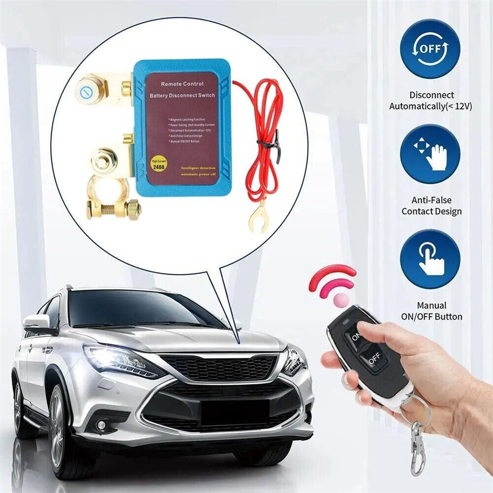 Battery Disconnect Switch Remote 12V 24V 240A – Wireless Kill Switch Auto Cut-Off Magnetic Relay, Anti-Drain Anti-Theft for C