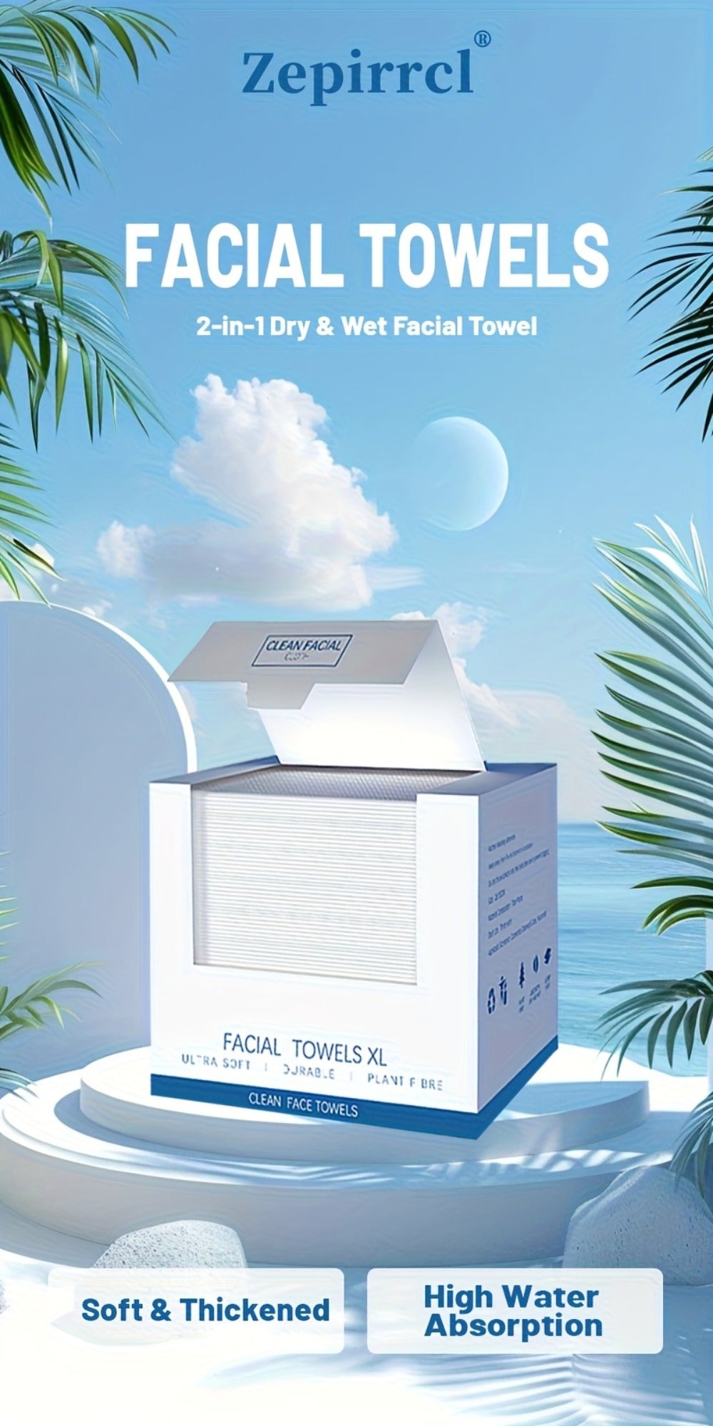 Disposable Facial Towels Ultra-Soft Thick Cleansing Wipes – Unscented Makeup Remover Face Cloths for All Skin Types 10.24x11.