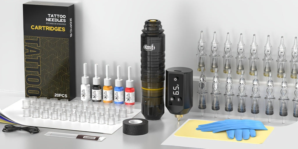 Tattoo Machine Kit VOID WTK421 or WTK422 Cordless Rotary Pen with USB-C, 20 Cartridges, 5 Inks and Practice Supplies — image 