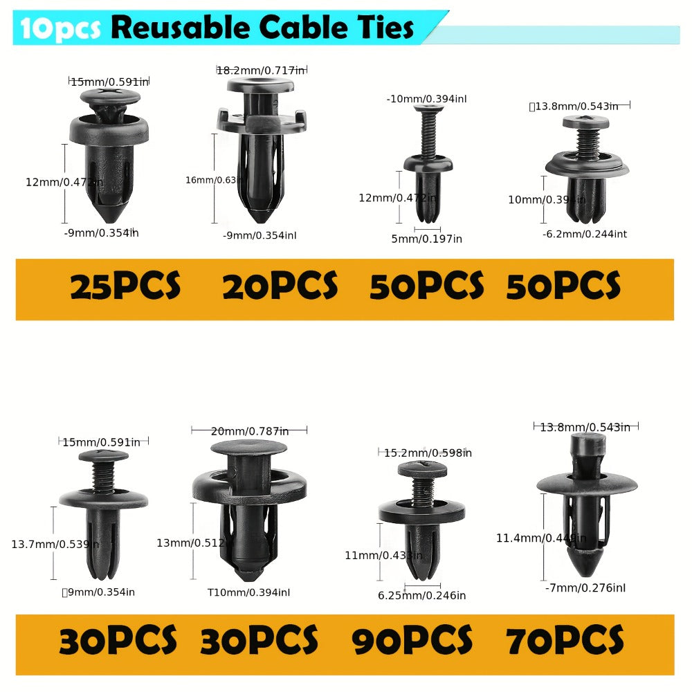 Car Retainer Clips Push Fasteners Kit Bumper Plastic Rivets Assortment for Auto Interior Exterior Trim Panel Body Clips – 113