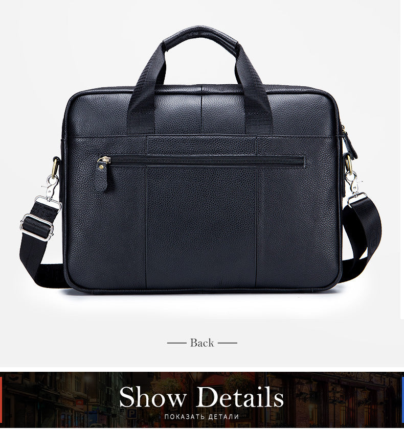 Full-grain Leather Large-capacity Men's Briefcase