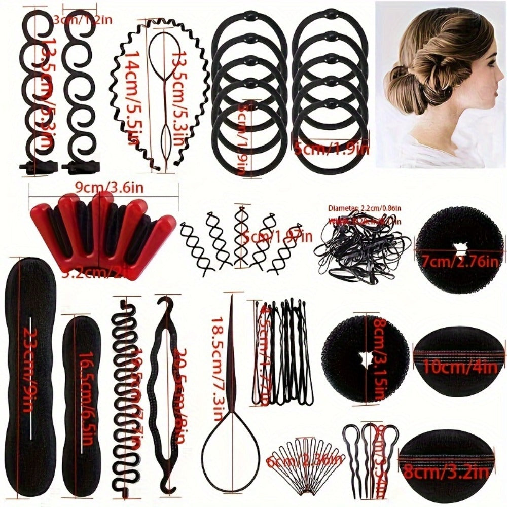 Hair Accessories 81-Piece Styling Kit with Bun Makers, Curlers, Clips, Pins and Braiding Tools — image 15