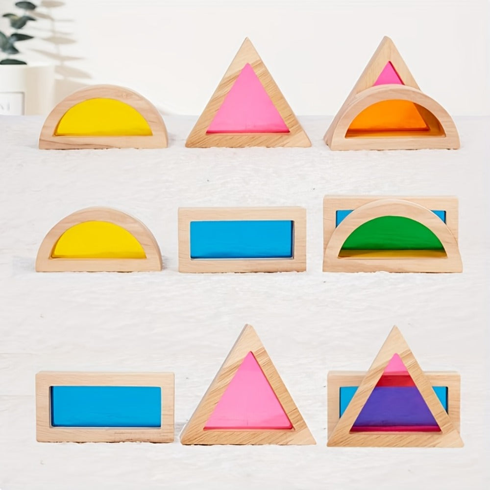 Building Block Set Translucent Acrylic Geometric Shapes with Colorful Triangle, Circle, Arch and Window Pieces — image 9