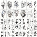 Temporary Tattoos GLARYYEARS 44-Sheet Black Floral, Butterfly and Snake Set with 9 Large and 35 Small Designs — image 1