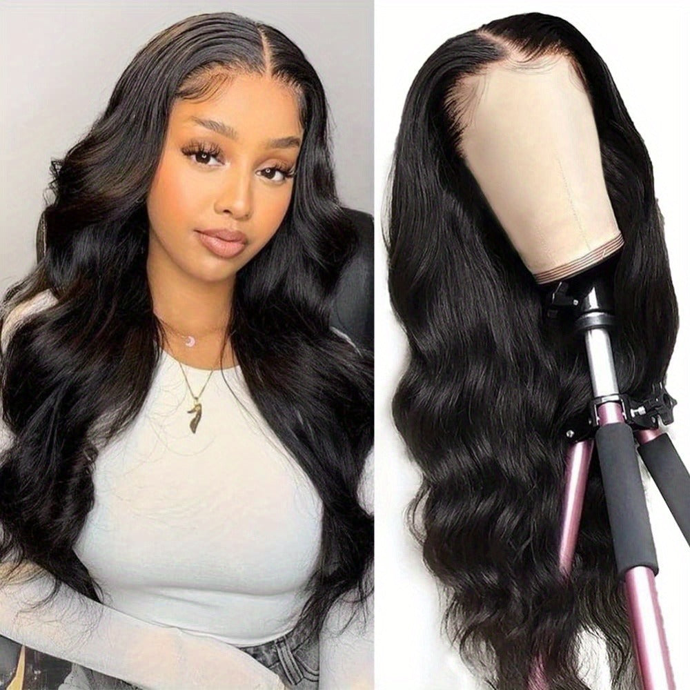 Lace Front Wig Body-Wave Human Hair, 14-24 Inch Natural Black with Glueless 4x4x1 Closure and Baby Hair — image 1