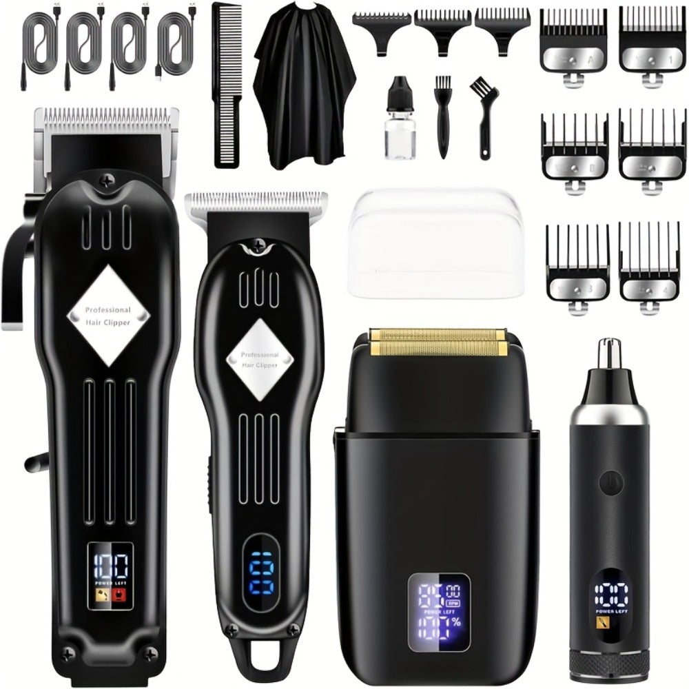 Hair Clippers & Trimmers Three-Piece Set with Full-Size Clipper, T-Blade Detailer, Foil Shaver and LCD Displays — image 9