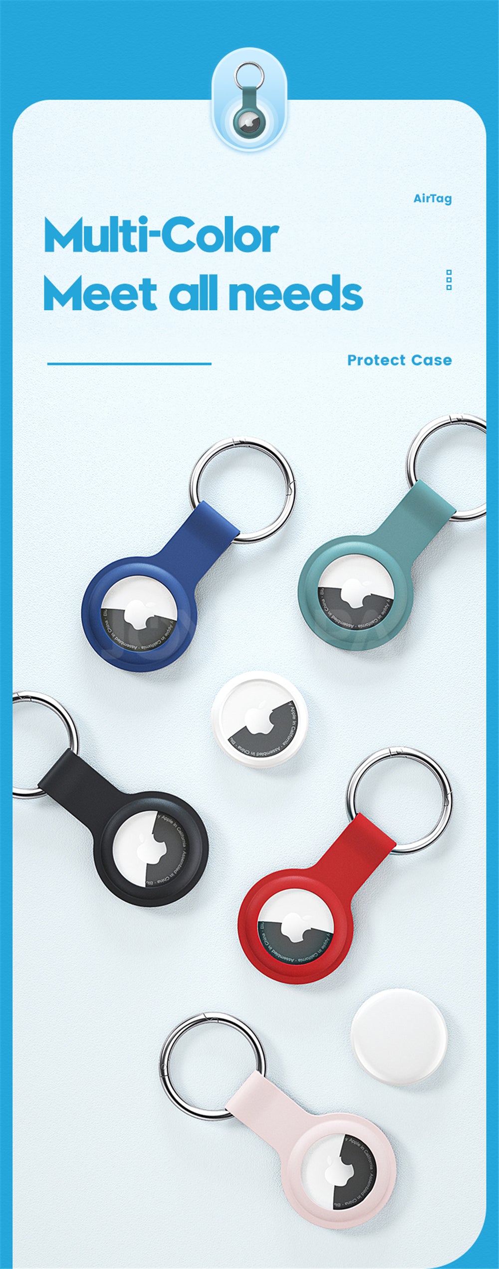 Suitable For Airtag Locator Tracker Anti-lost Keychain Waterproof Silicone Protective Case