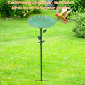 Green Sculpted Lotus-Leaf Bird Bath with 26 cm Bowl, 82 cm Ground Stake and Decorative Bird Perch — image 1