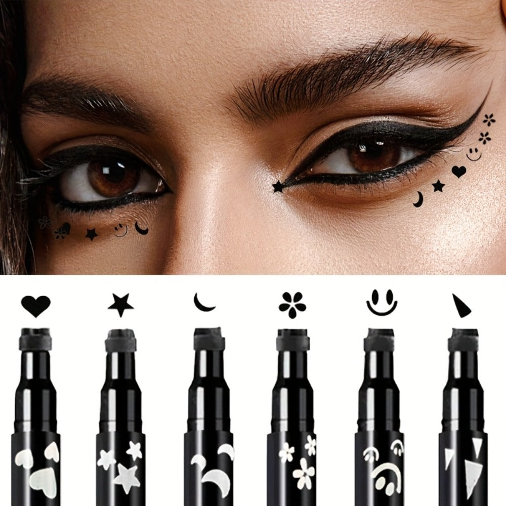 Waterproof Eyeliner Pen Set 6pcs Double-Ended Liquid Eyeliner Kit, Smudge-Proof, Oil-Proof, Precision Eye Liner Pencil for Wo