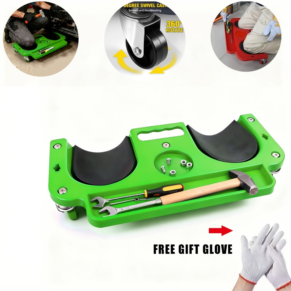 Rolling Knee Creeper Pad with Built-In Tool Tray – ABS High-Impact Frame, Cushioned Kneeling Pad for Car Repairs, Carpentry &