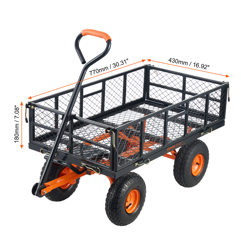Garden Dump Cart Convertible Flatbed Utility Wheelbarrow with 2-in-1 Handle, Removable Side Panels — image 11