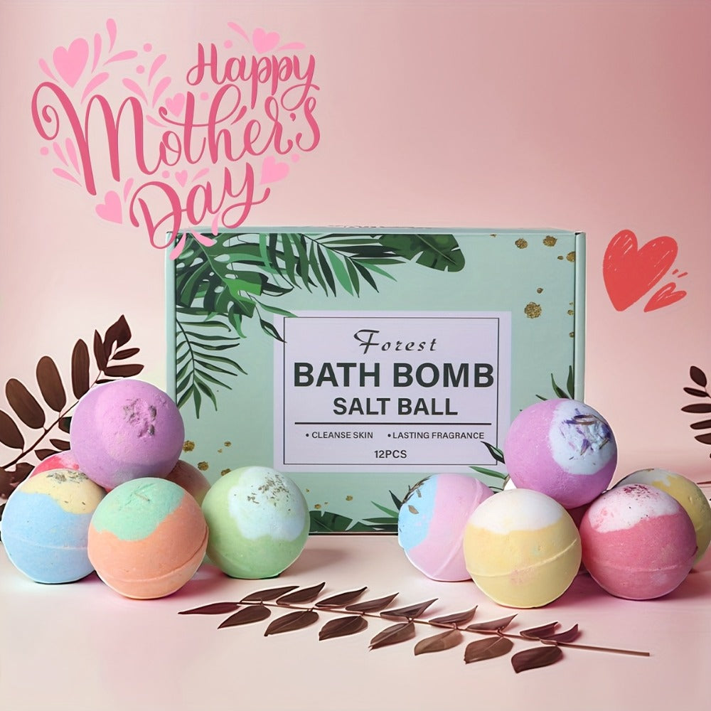 Bath Bombs, 12-Piece Extra-Large Gift Box with Assorted Colors, Labeled Scents and Forest Bath Ball Option — image 4