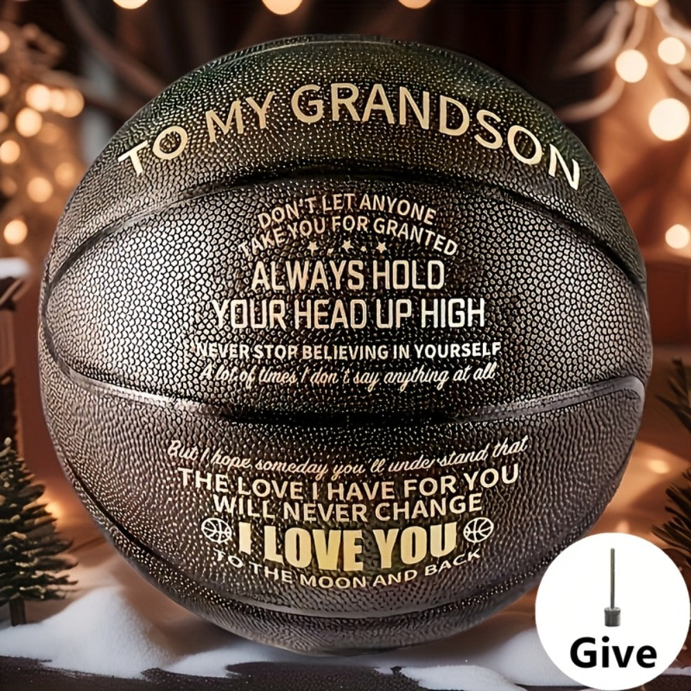 Personalized Basketball Gift for Son & Grandson Standard Size with Pump To My Son To My Grandson Heartfelt Message Sports Bir