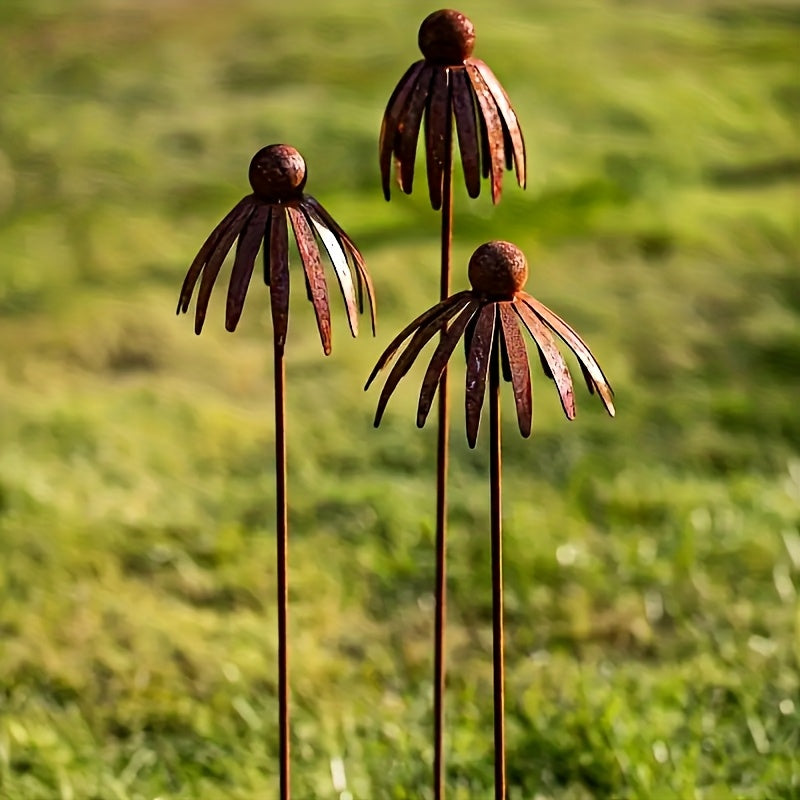 Rustic Iron Coneflower Garden Stake with 78 cm Stem, 13 cm Bloom and Ground Insert for Pots and Borders — image 8