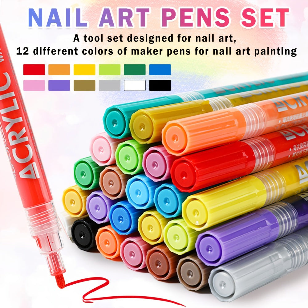 Nail Art Pens 36-Color Acrylic Paint Marker Set with Fine-Liner Tips and Pump-to-Prime Pen Bodies — image 6