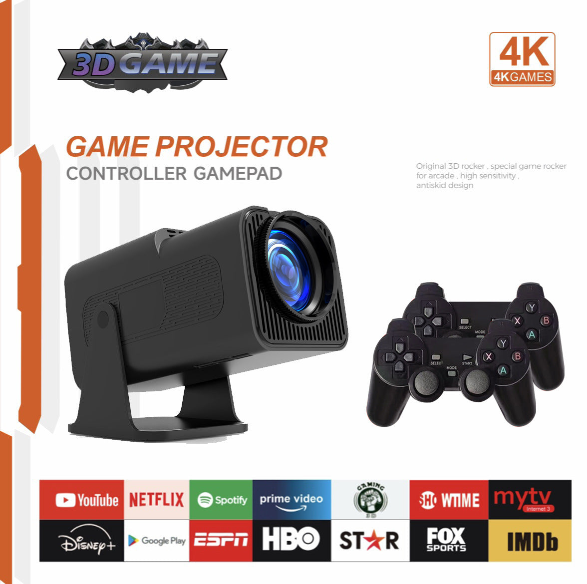 Wireless Same Screen HD Home Portable Game Projector
