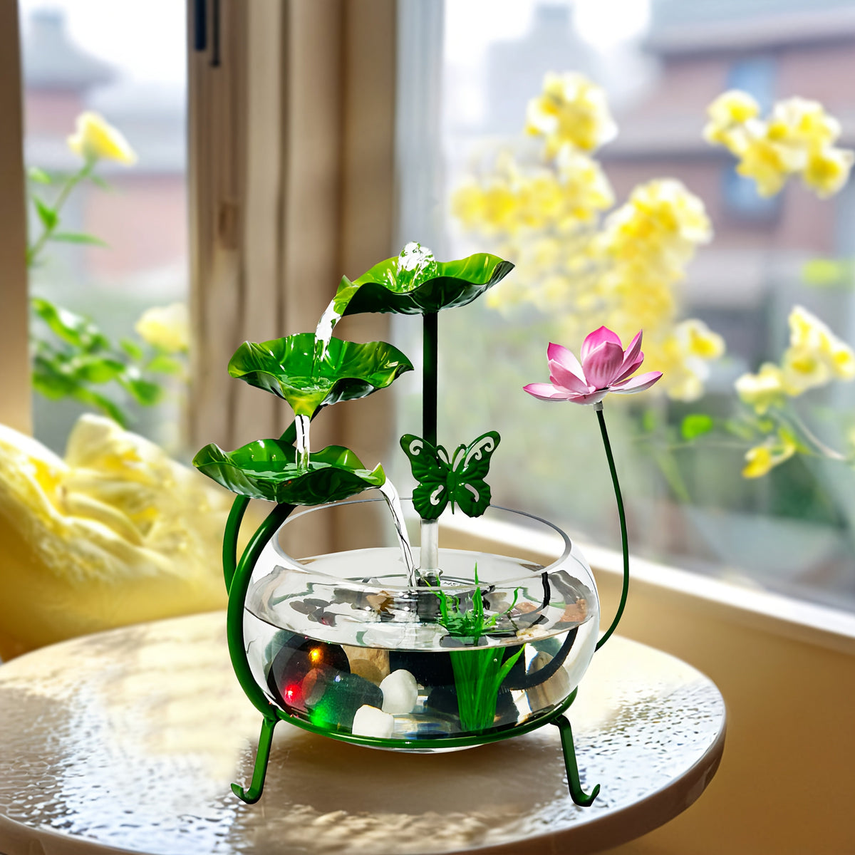 Desktop Water Fountain USB – Zen Tabletop Waterfall with Natural Rocks — image 3