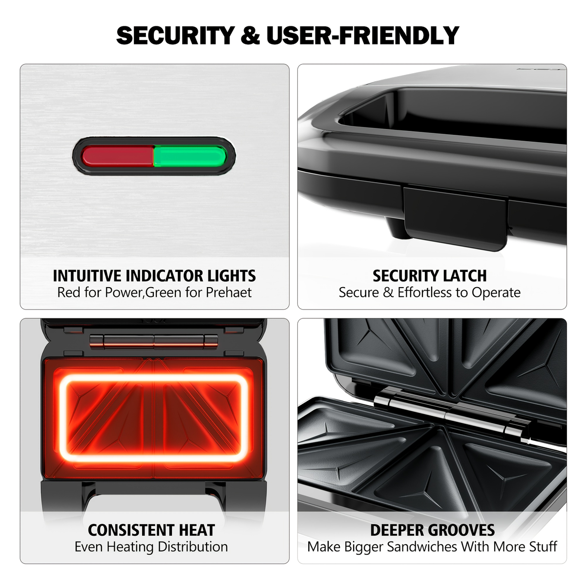 Sandwich Maker 3-in-1 Panini Press & Waffle Iron 750W with Removable Non-Stick Plates, Compact for Dorm — image 7