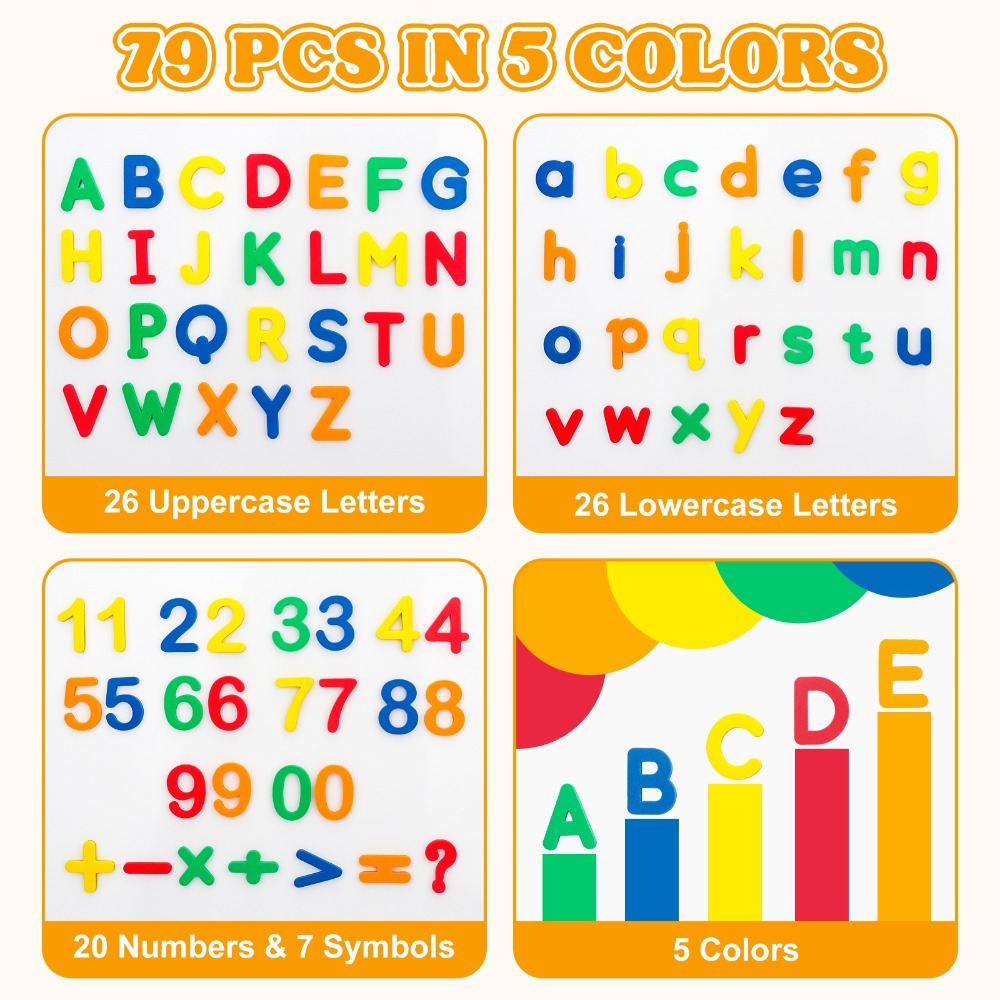 Magnetic Letters and Numbers for Kids 79-Piece Colorful Alphabet Fridge Magnets with the Listed Color, Size or Set Options fo