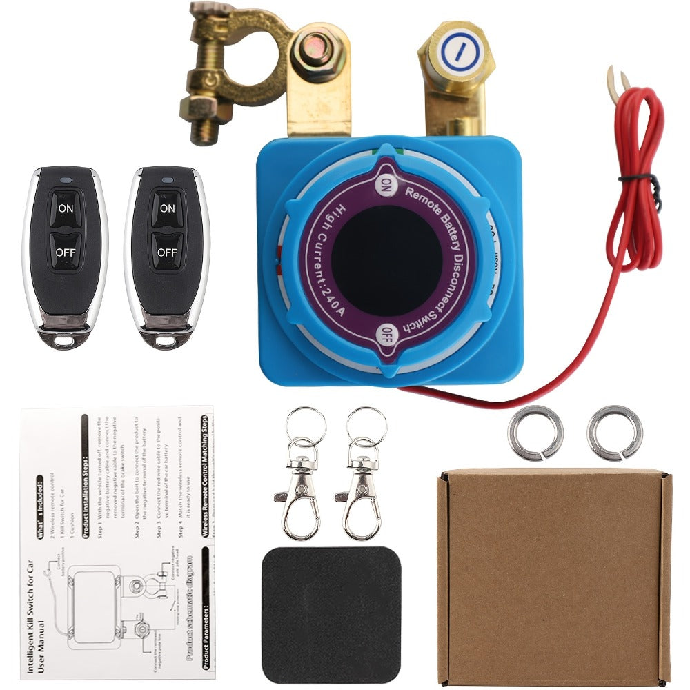 Remote Battery Disconnect Switch 240A 12V/24V – Wireless Kill Switch with Digital Display & Auto Power Shut-Off for Car, Truc
