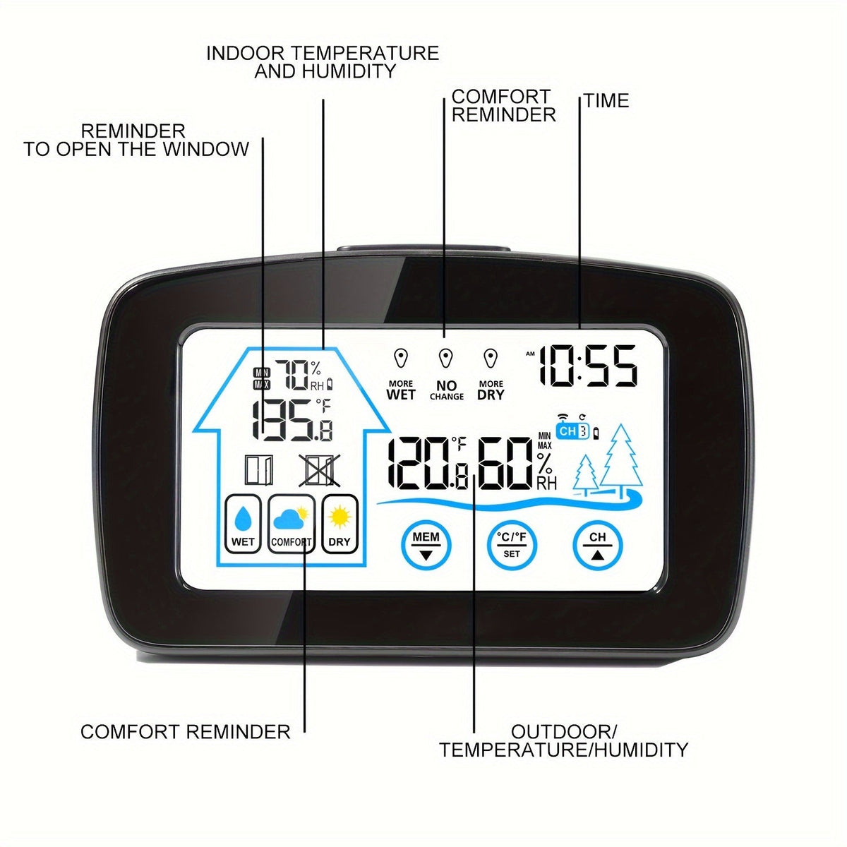 Digital Weather Station | Touch Screen Clock Thermometer Hygrometer — image 11