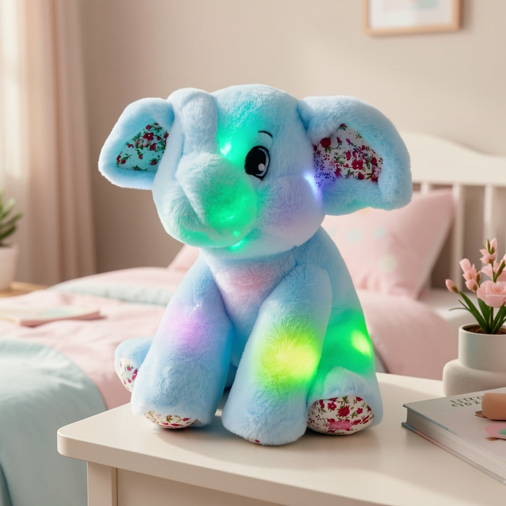Plush Toy Blue Elephant with LED Glow and Optional Lullaby Music for Soft Room Display and Gifting — image 7