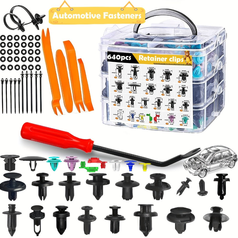 Car Retainer Clips Push Fasteners Kit Bumper Plastic Rivets Assortment for Auto Interior Exterior Trim Panel Body Clips – 113