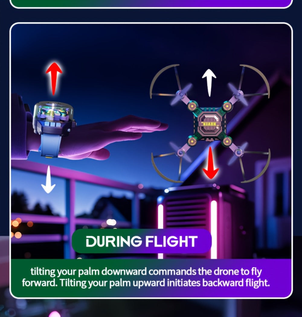 Watch-Controlled Mini RC Drone with Two Rechargeable Batteries in Blue, Green or Black for Indoor Flight — image 21