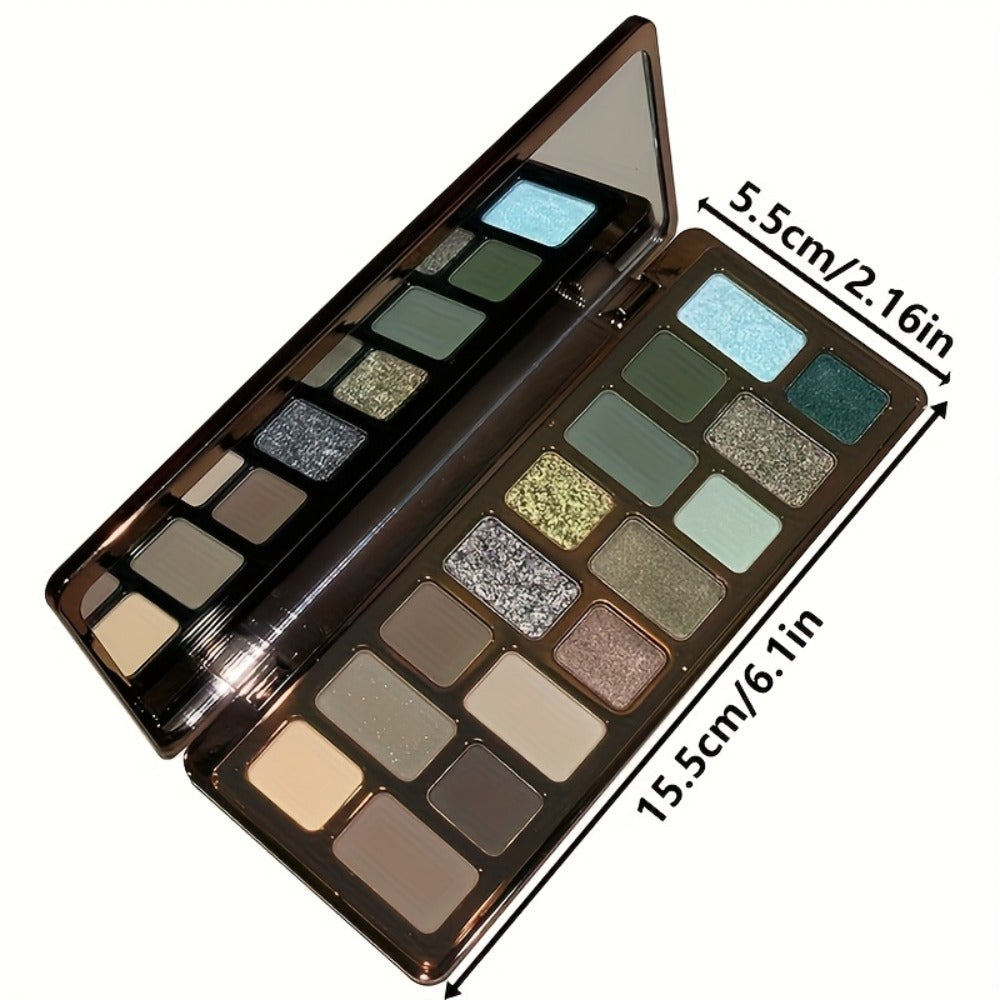 Eyeshadow Palette 16-Shade Brown and Green Compact with Matte, Shimmer and Glitter Finish Mix — image 5