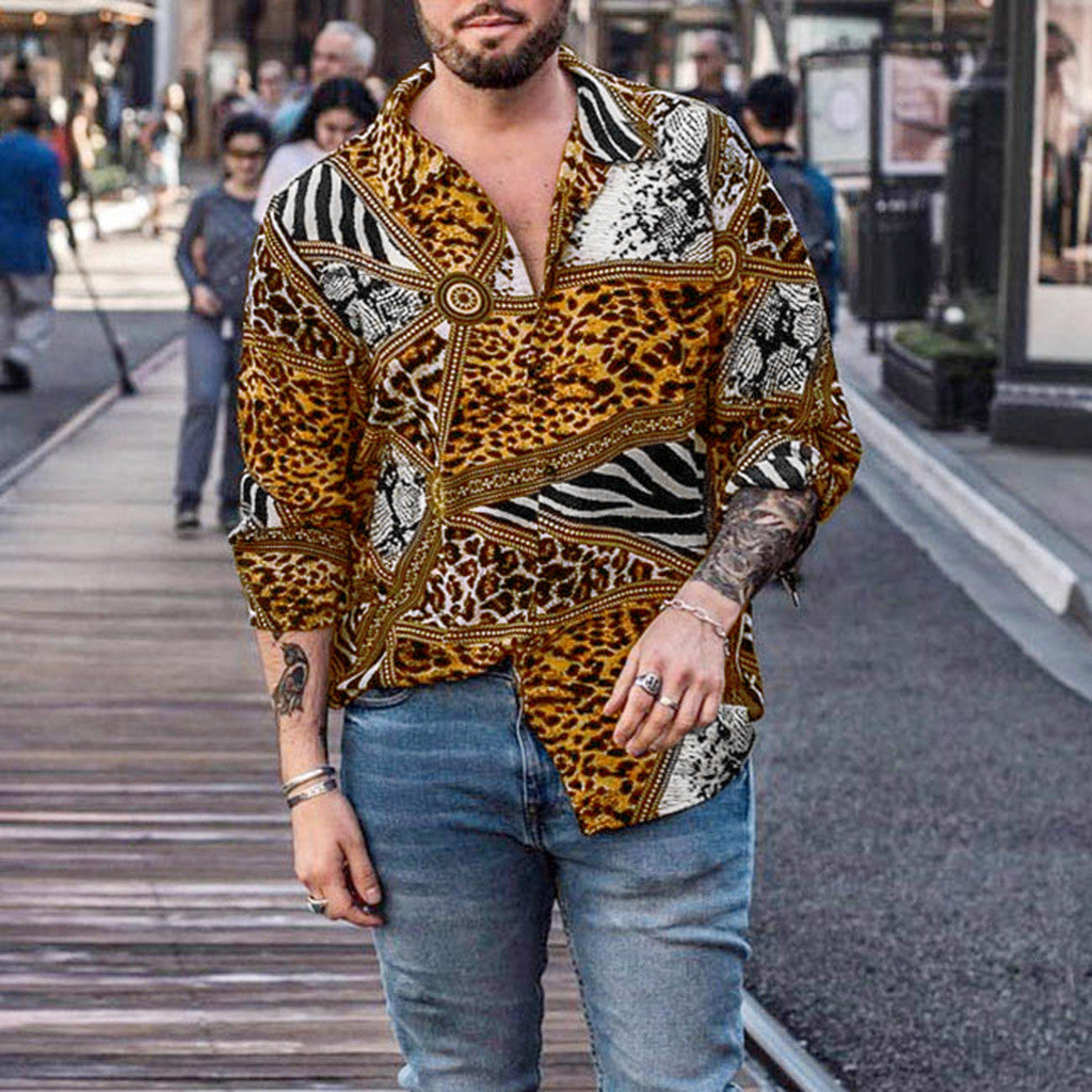 Fashion printed Leopard Print Shirt for men