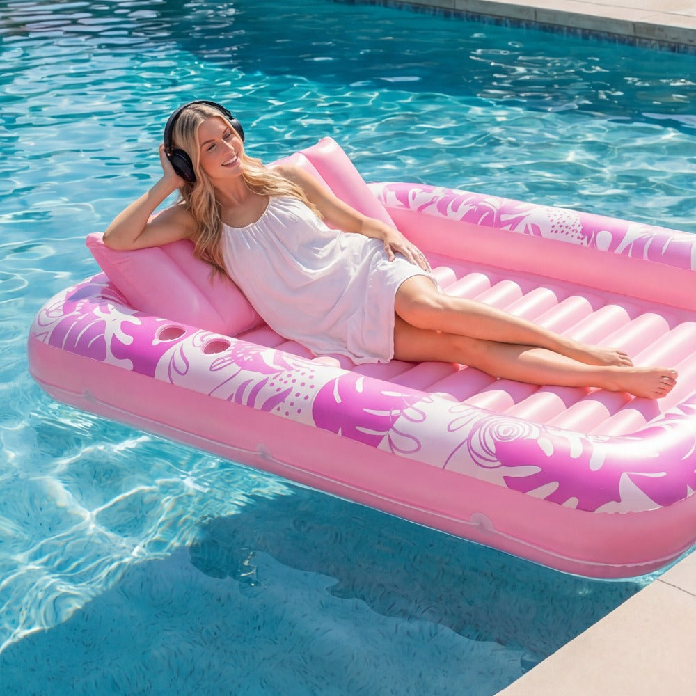 Hot Pink Inflatable Pool Float Tanning Bed with Open Center, Ribbed Base and Large or X-Large Sizes — image 11