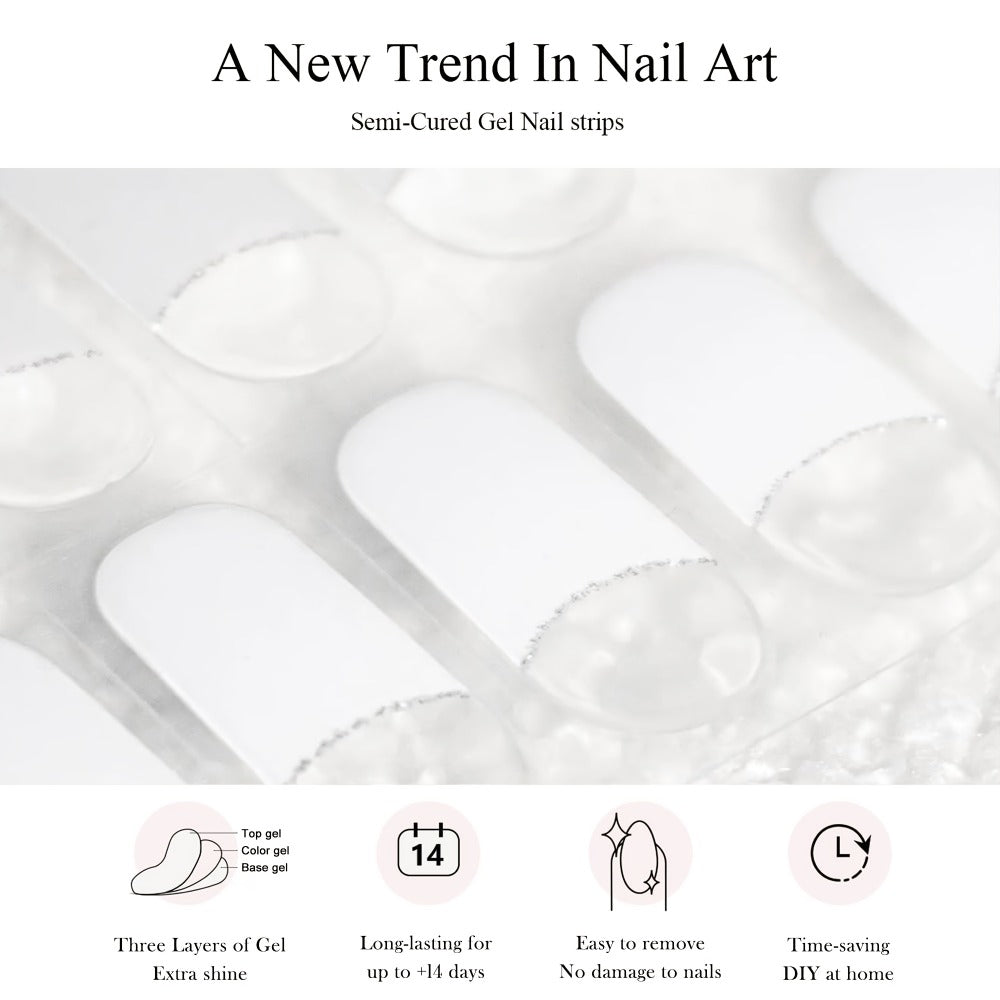 Semi Gel Nail Polish Stickers Kit 20Pcs with 12W LED Nail Lamp 8-Bead Curing Light Full-Wrap Nail Stickers — image 2