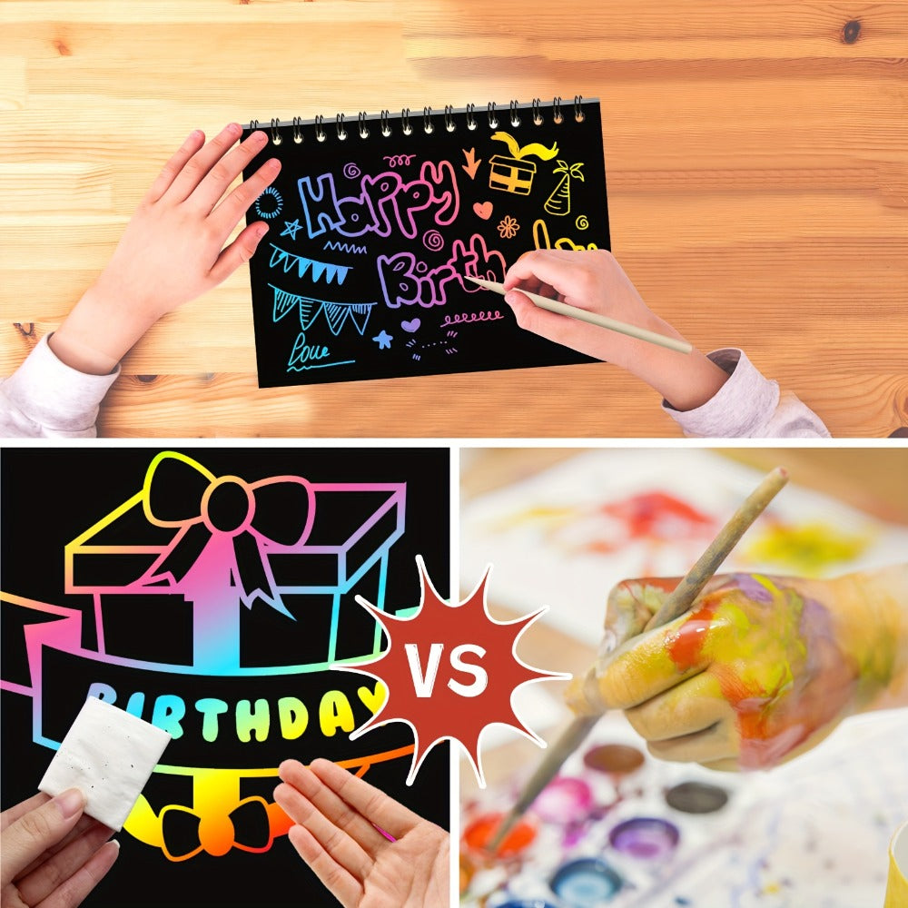 Scratch Art Notebooks 48 Pack Rainbow Scratch Paper Party Favors for Kids Birthday Gifts for Parties, Celebrations and Guest 